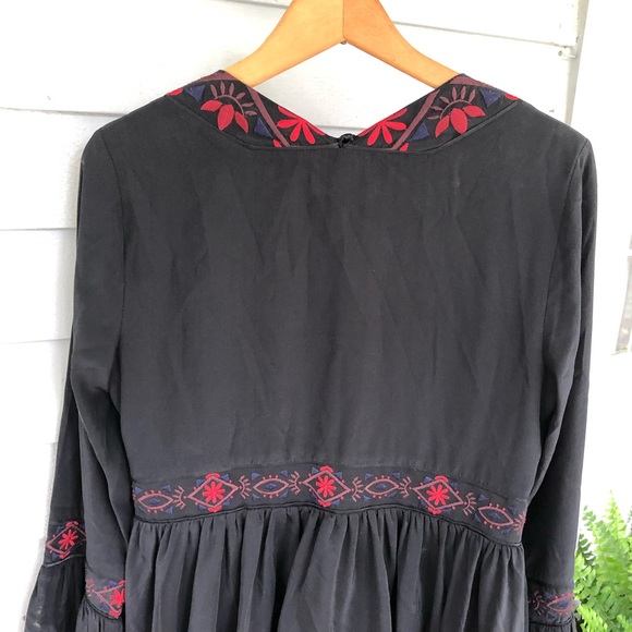 Cinq a Sept Silk Dress Mini Black Embroidered Tassels Zane US 8 - Picture 8 of 10